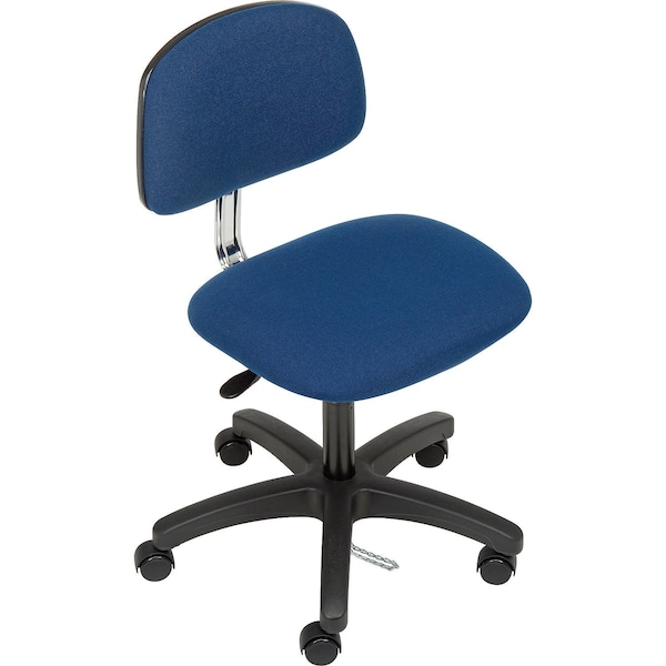 ESD Chair, Fabric, Blue, 16 in - 21 in Seat Height, Armless Arms